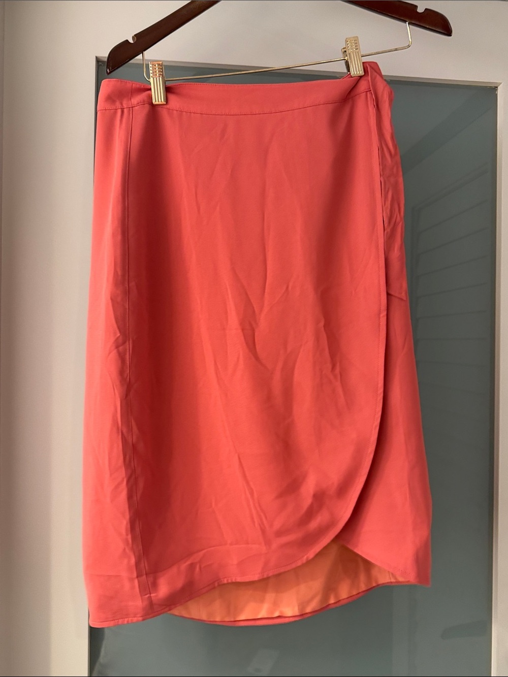 J. Crew Coral High-Low Wrap Skirt